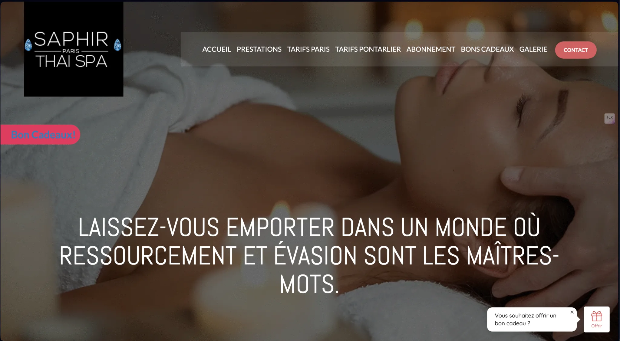 Saphir Thai Spa website before redesign
